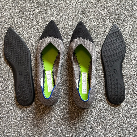 Rothy’s The Point II Ballet Flats Gray with Black Cap Toe Size 9 - Picture 8 of 9